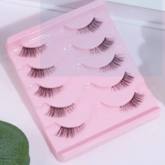 MAGEFY 5 Pairs Half Fake Eyelashes Manga Lashes Soft Natural Cat Eye Lashes Makeup Tool Extension Clear Band Lashes