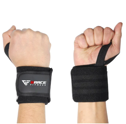 Weight Lifting Gym Wrist Wraps Black (Premium Quality) Pair