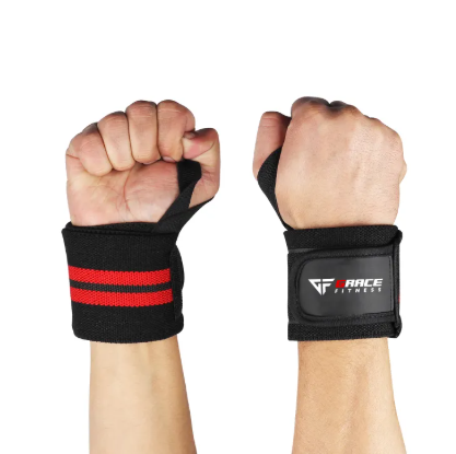 Weight Lifting Gym Wrist Wraps Black (Premium Quality) Pair