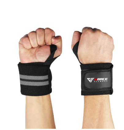 Weight Lifting Gym Wrist Wraps Black (Premium Quality) Pair