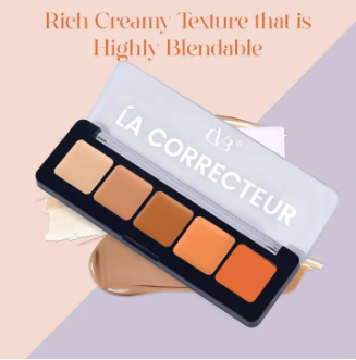 Color-Correcting Concealer Palette 5-In-1 For Shades For Dark Circles, Redness, Brighten Skin Full Face Coverage Make Up Kit